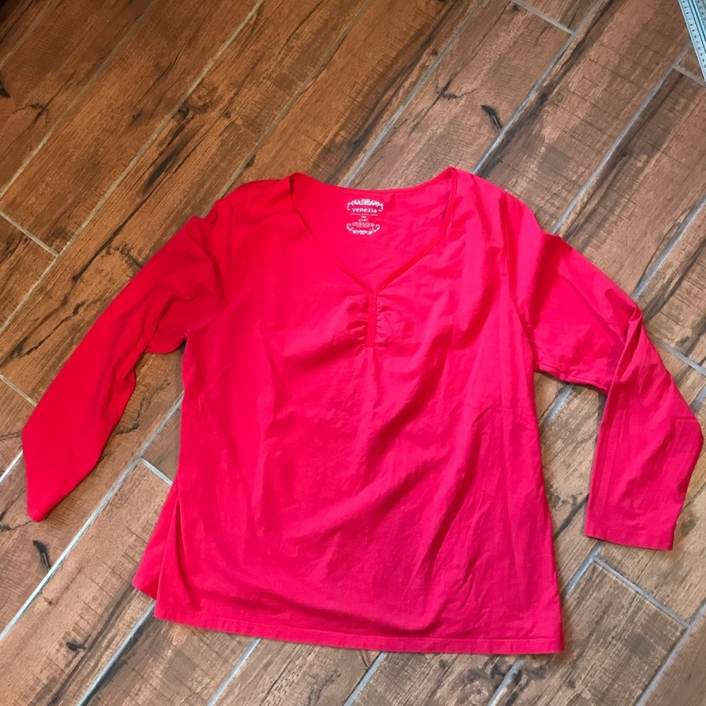 Red Venezia 18/20 Long Sleeved Top #2204